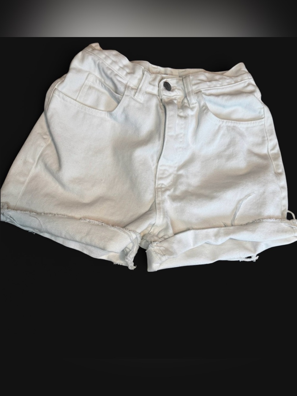 Guess vintage white denim shorts with red logo triangle 100% cotton made in USA